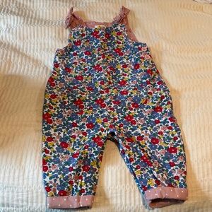 Mini Boden Floral Corduroy bow Overalls in Pink, Blue, Red and Yellow 9-12 mo